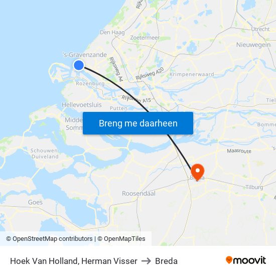 Hoek Van Holland, Herman Visser to Breda map