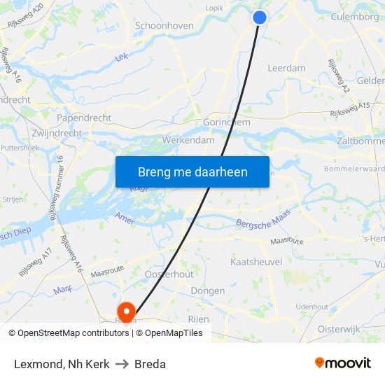 Lexmond, Nh Kerk to Breda map