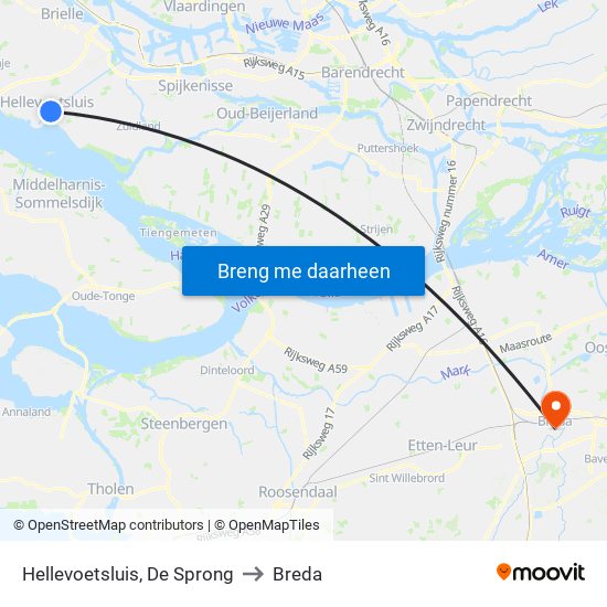 Hellevoetsluis, De Sprong to Breda map