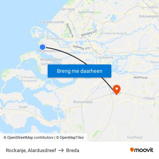 Rockanje, Alardusdreef to Breda map