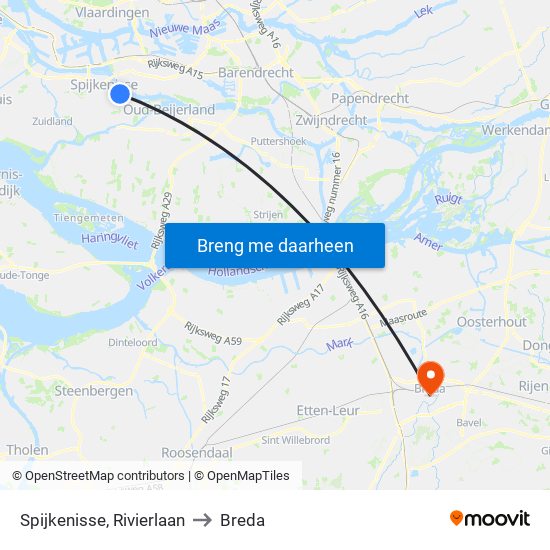 Spijkenisse, Rivierlaan to Breda map