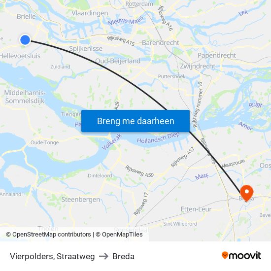 Vierpolders, Straatweg to Breda map