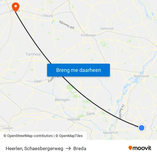Heerlen, Schaesbergerweg to Breda map