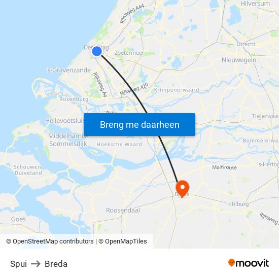 Spui to Breda map