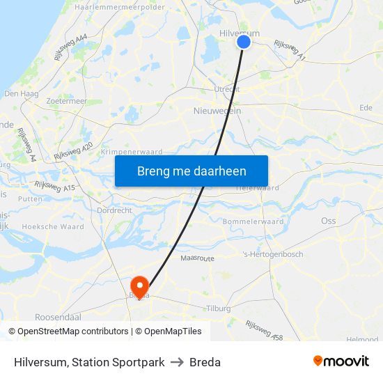 Hilversum, Station Sportpark to Breda map