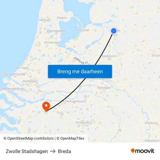 Zwolle Stadshagen to Breda map