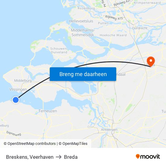 Breskens, Veerhaven to Breda map