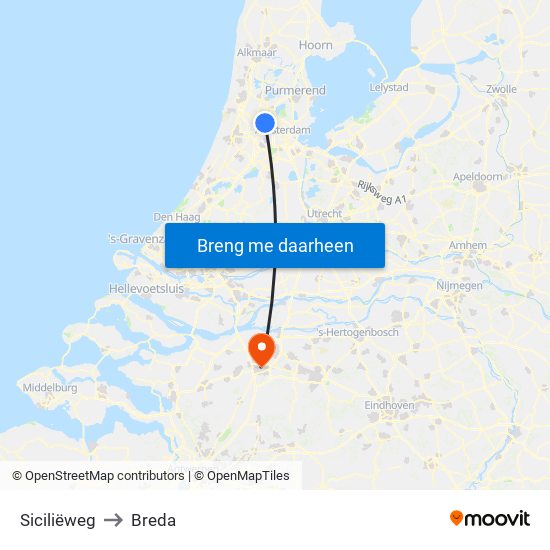 Siciliëweg to Breda map