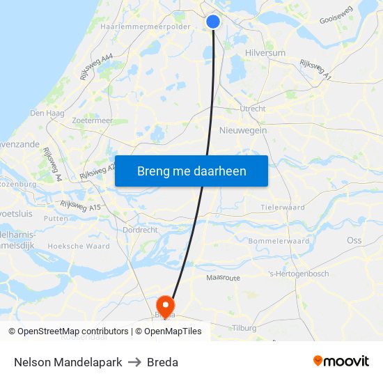 Nelson Mandelapark to Breda map