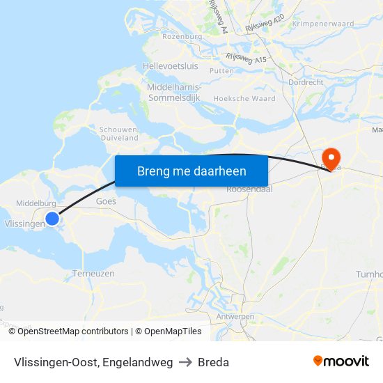 Vlissingen-Oost, Engelandweg to Breda map