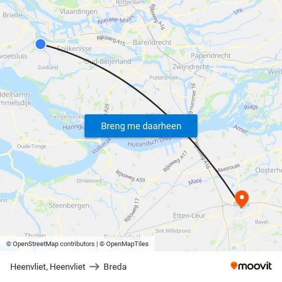 Heenvliet, Heenvliet to Breda map
