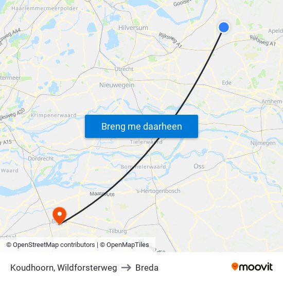 Koudhoorn, Wildforsterweg to Breda map
