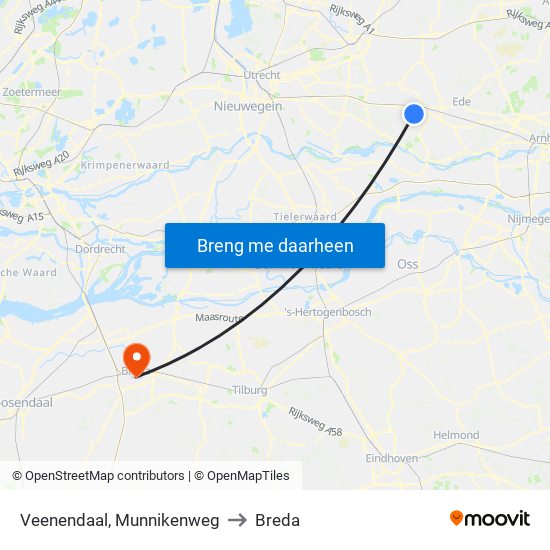 Veenendaal, Munnikenweg to Breda map