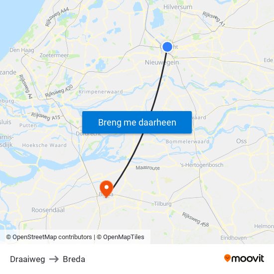 Draaiweg to Breda map