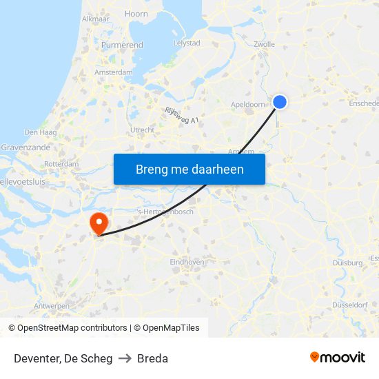 Deventer, De Scheg to Breda map