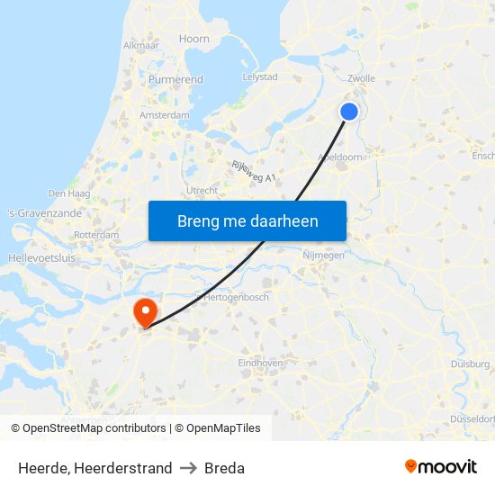 Heerde, Heerderstrand to Breda map