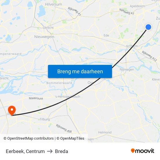 Eerbeek, Centrum to Breda map