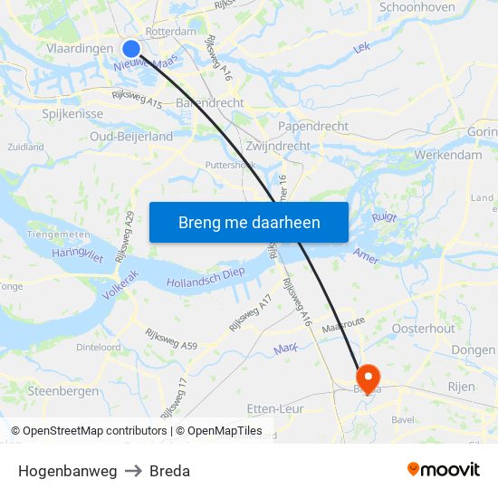 Hogenbanweg to Breda map