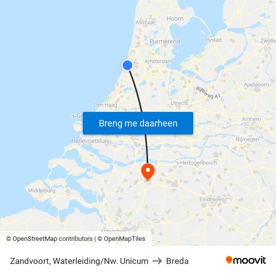 Zandvoort, Waterleiding/Nw. Unicum to Breda map