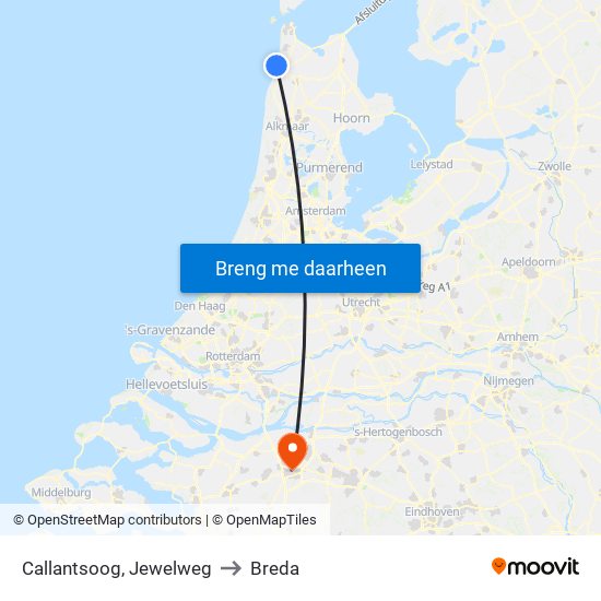 Callantsoog, Jewelweg to Breda map