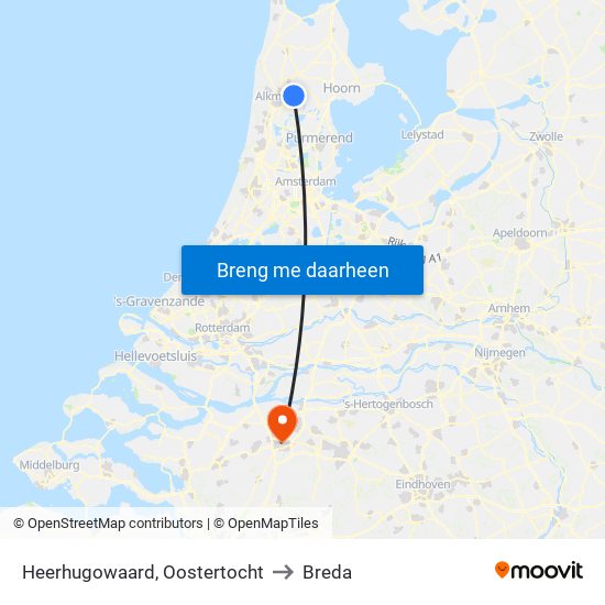 Heerhugowaard, Oostertocht to Breda map