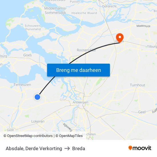 Absdale, Derde Verkorting to Breda map