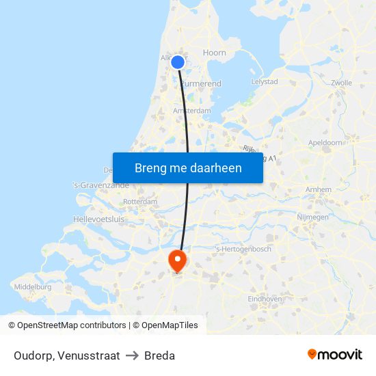 Oudorp, Venusstraat to Breda map