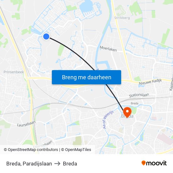 Breda, Paradijslaan to Breda map