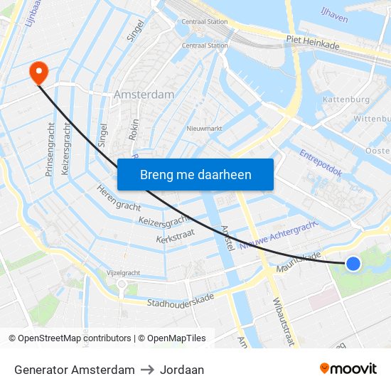 Generator Amsterdam to Jordaan map