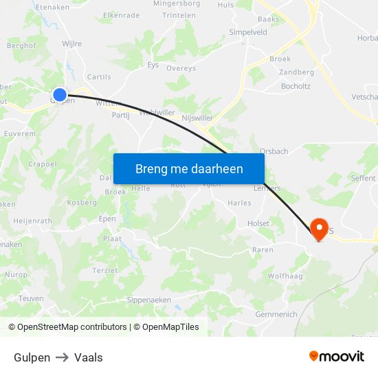 Gulpen to Vaals map