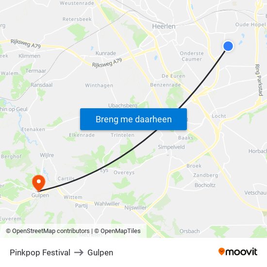 Pinkpop Festival to Gulpen map