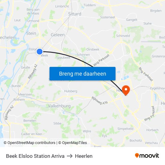 Beek Elsloo Station Arriva to Heerlen map