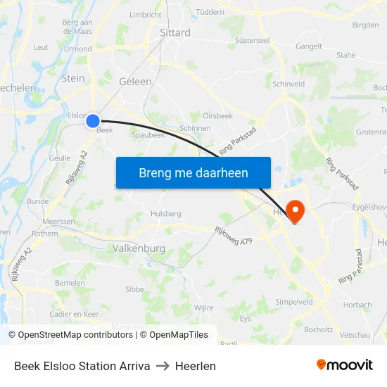 Beek Elsloo Station Arriva to Heerlen map