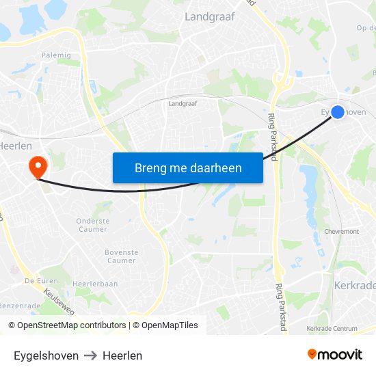 Eygelshoven to Heerlen map