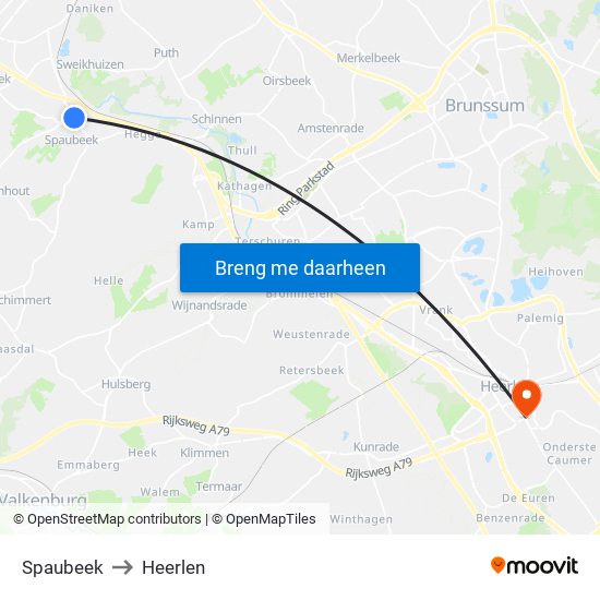 Spaubeek to Heerlen map