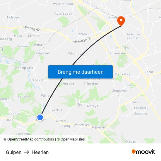 Gulpen to Heerlen map