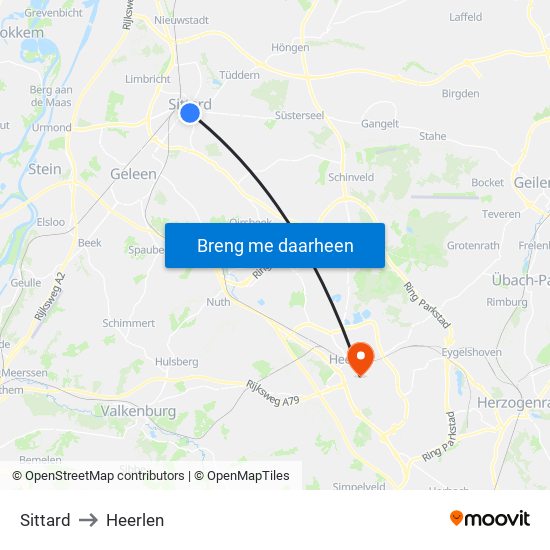 Sittard to Heerlen map