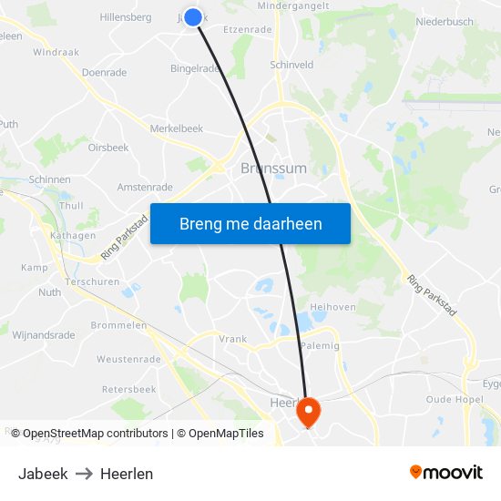 Jabeek to Heerlen map