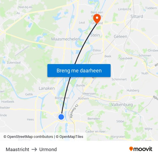 Maastricht to Urmond map