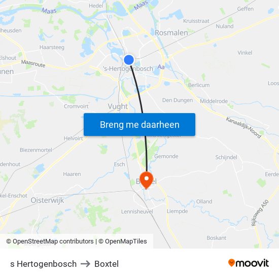 s Hertogenbosch to Boxtel map