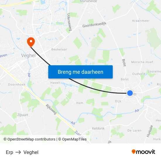 Erp to Veghel map