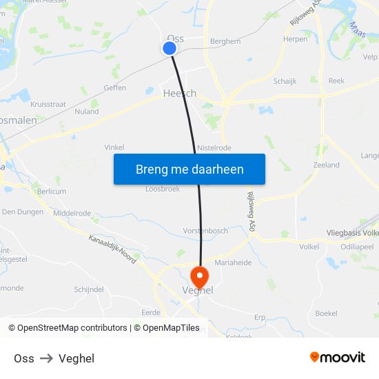 Oss to Veghel map