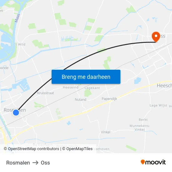 Rosmalen to Oss map