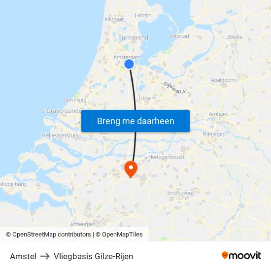 Amstel to Vliegbasis Gilze-Rijen map