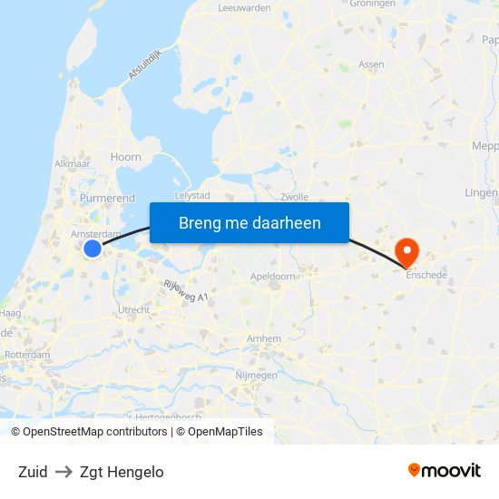 Zuid to Zgt Hengelo map