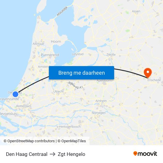 Den Haag Centraal to Zgt Hengelo map