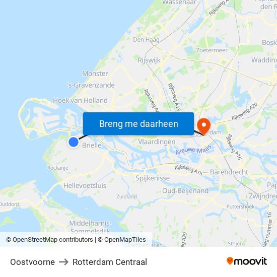 Oostvoorne to Rotterdam Centraal map