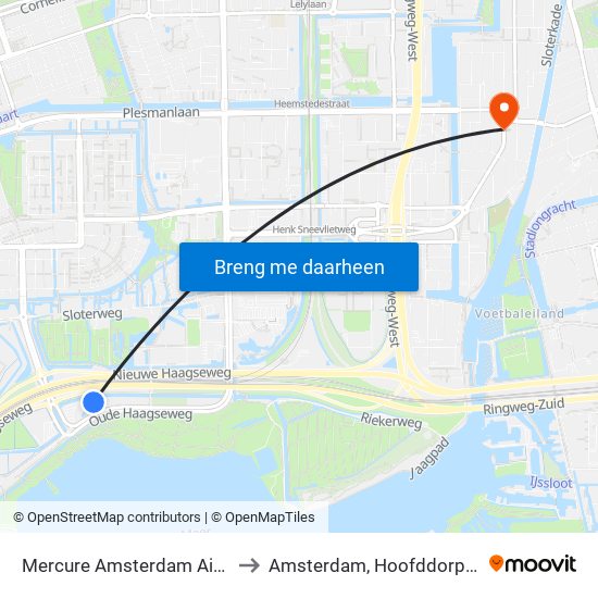 Mercure Amsterdam Airport to Amsterdam, Hoofddorpplein map