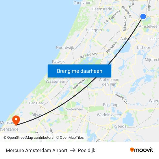 Mercure Amsterdam Airport to Poeldijk map