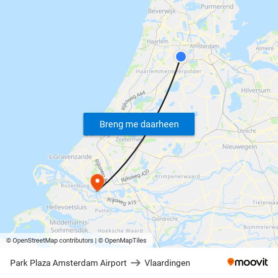 Park Plaza Amsterdam Airport to Vlaardingen map